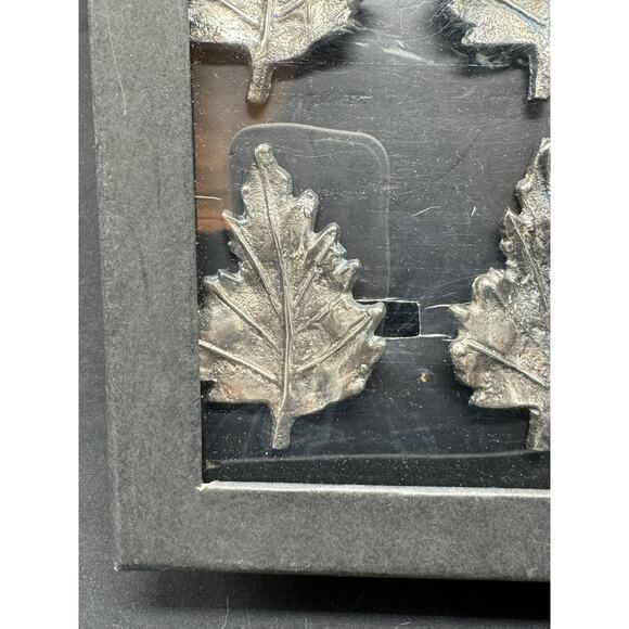 RACHEL ZOE NAPKIN RINGS (4) LEAVES SILVER BLUE METAL NIB - Picture 2 of 6
